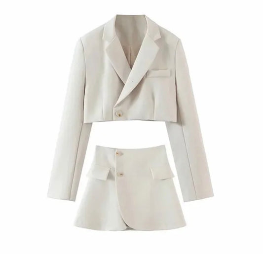 2pc Women blazer suit with skirt