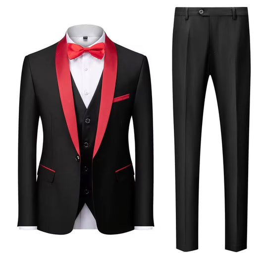 3 Pieces Suit Elegant Solid Slim Fit Party Blazer Vest Pants Set Dinner Wedding Men
Tuxedo Suit