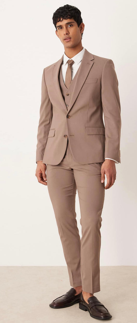 Skinny Suit Vest in Brown