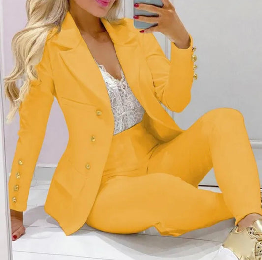 Women’s Two-Piece Blazer Suit Set — Elegant Business & Everyday Wear